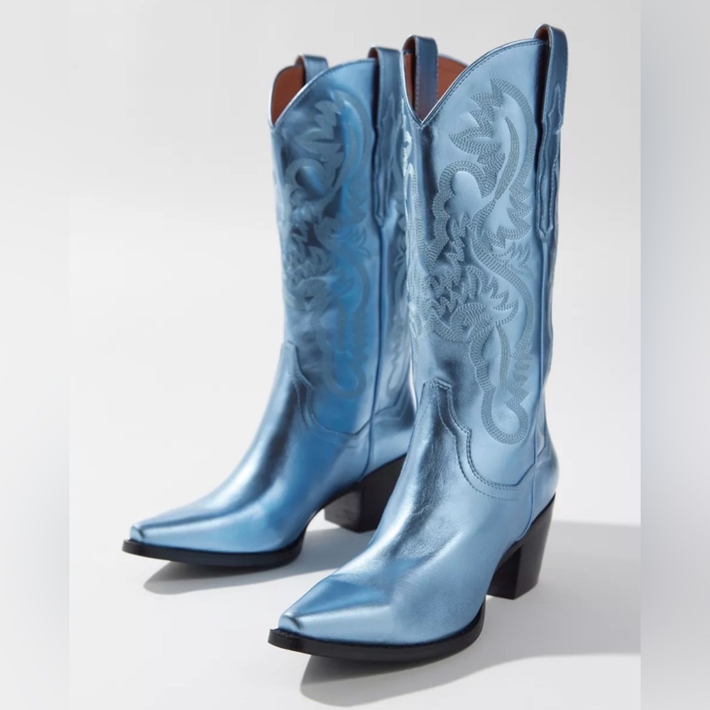 Blue Silver Western Cowboy Boots jeffrey campbell woman’s size 7 Dagget